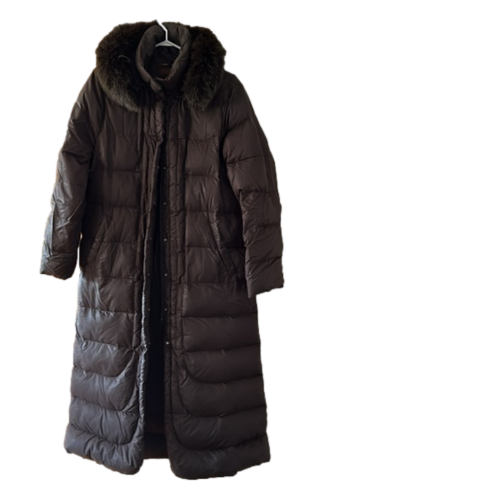 VINTAGE MONCLER brown long down coat sz 3 AUTHENTIC